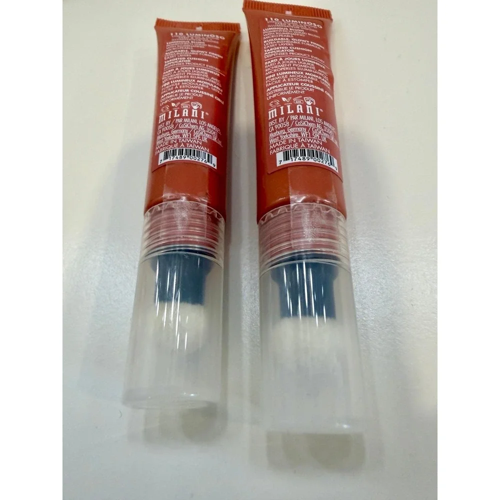2 Milani Cheek Kiss Liquid Blush Glow 110 LUMINOSO Peach Full Size - 0.33 Oz‎ Ea